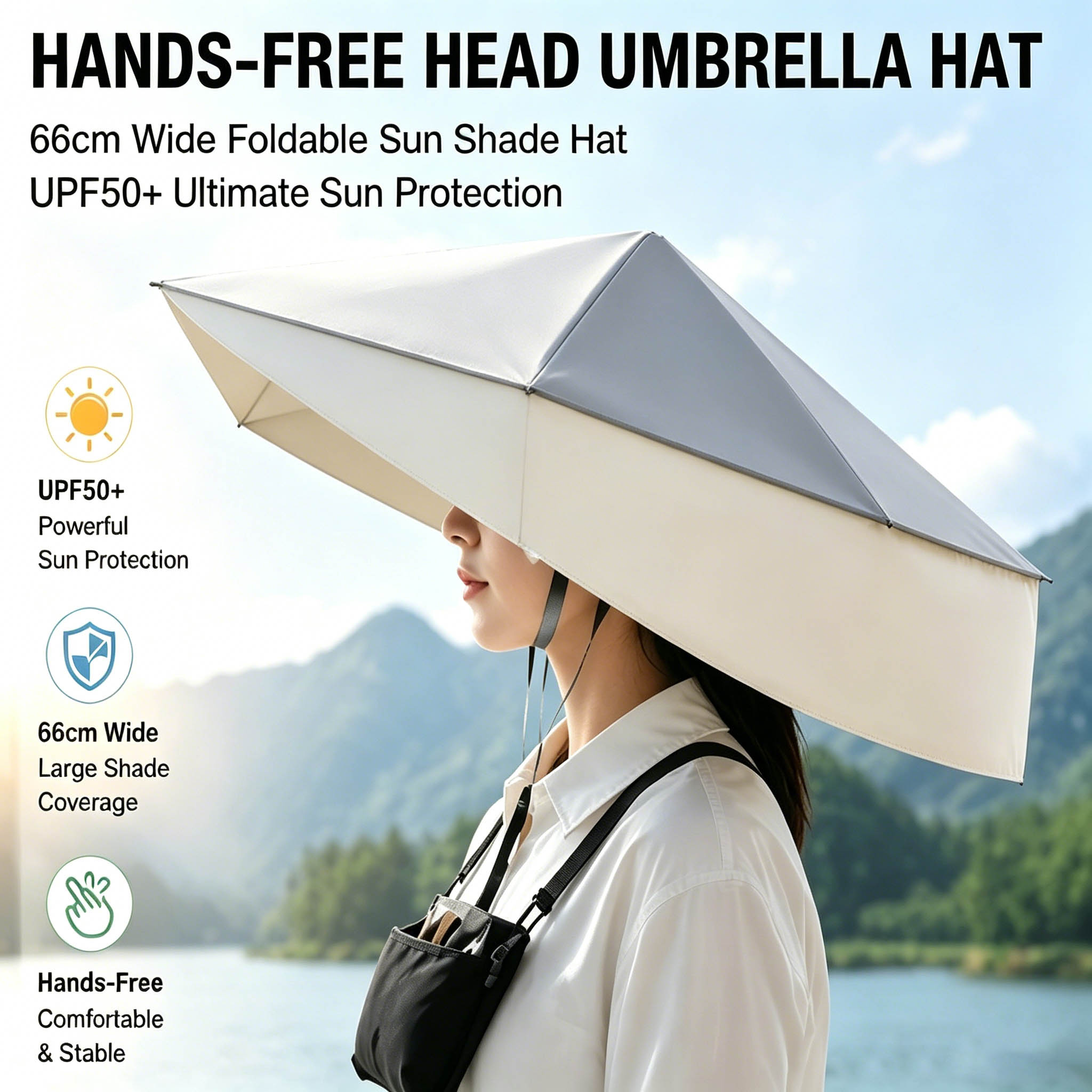 Photography Umbrella - Topi Payung Lipat UPF50+ Bebas Genggam