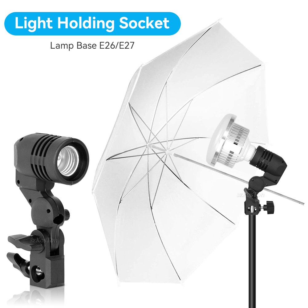 Photography Umbrella Lights - Dudukan bohlam kepala tunggal, 2 buah/1