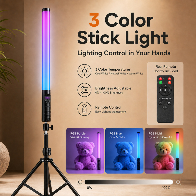 Photography Umbrella Lights - Tongkat Lampu Video RGB Genggam, Lampu