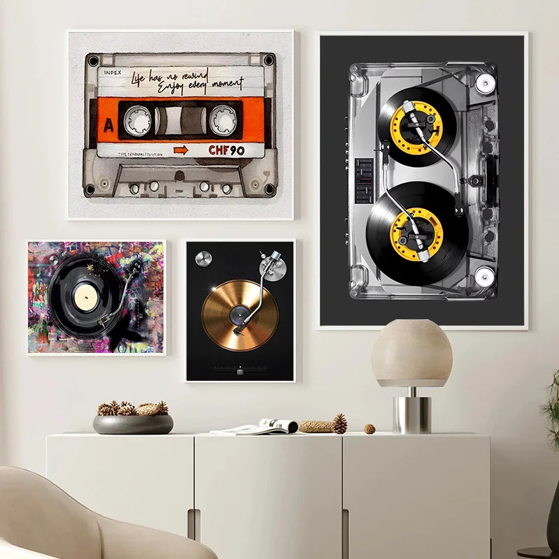 Photography Trend - Poster Kanvas DJ Turntable Kaset, Seni