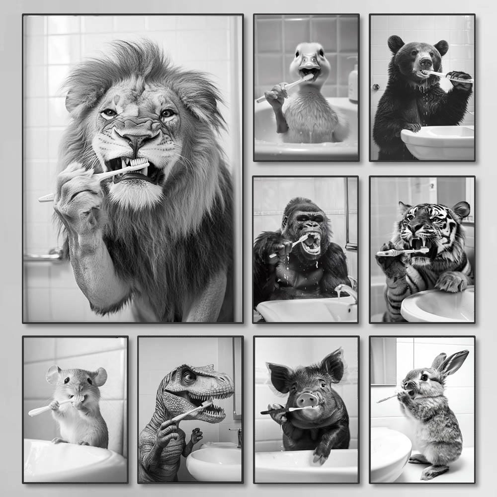 Photography Technique - Poster Sikat Gigi Lucu Hitam Putih