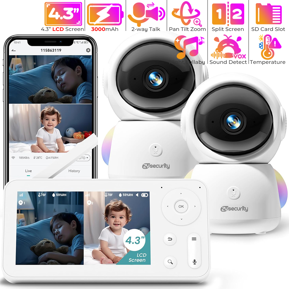 Photography Umbrella Lights - Monitor bayi 2K, dengan 2 kamera