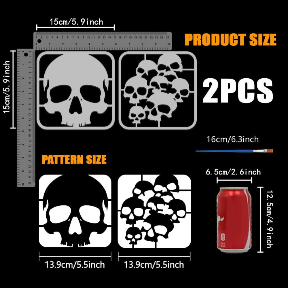 2 Buah Stensil Pola Tengkorak  - Photography Technique ulasan dan harga