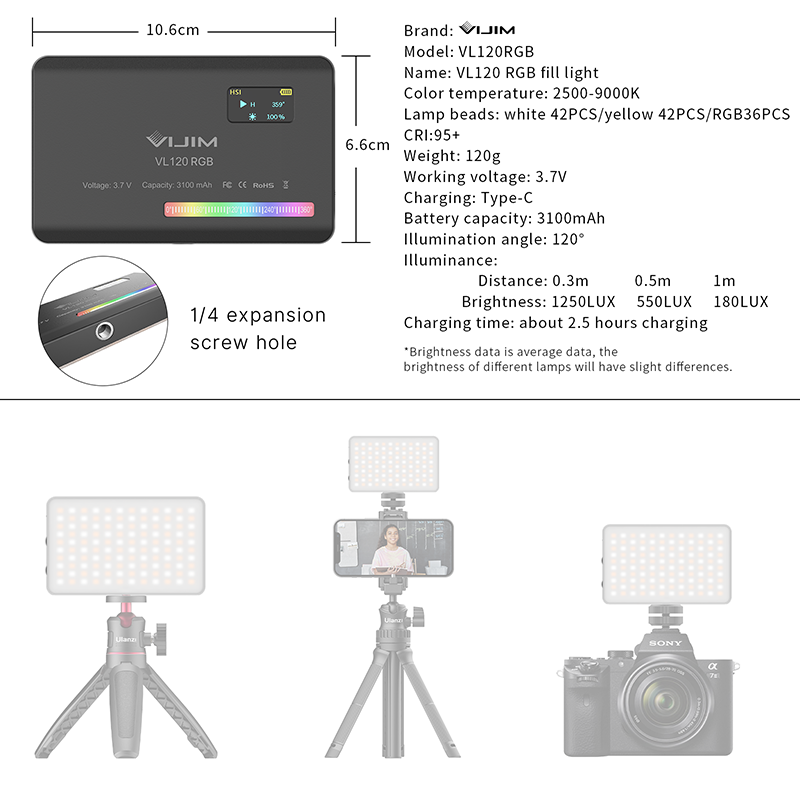 Ulanzi VL120 RGB Kamera Lampu  - Photography Umbrella Lights ulasan dan harga